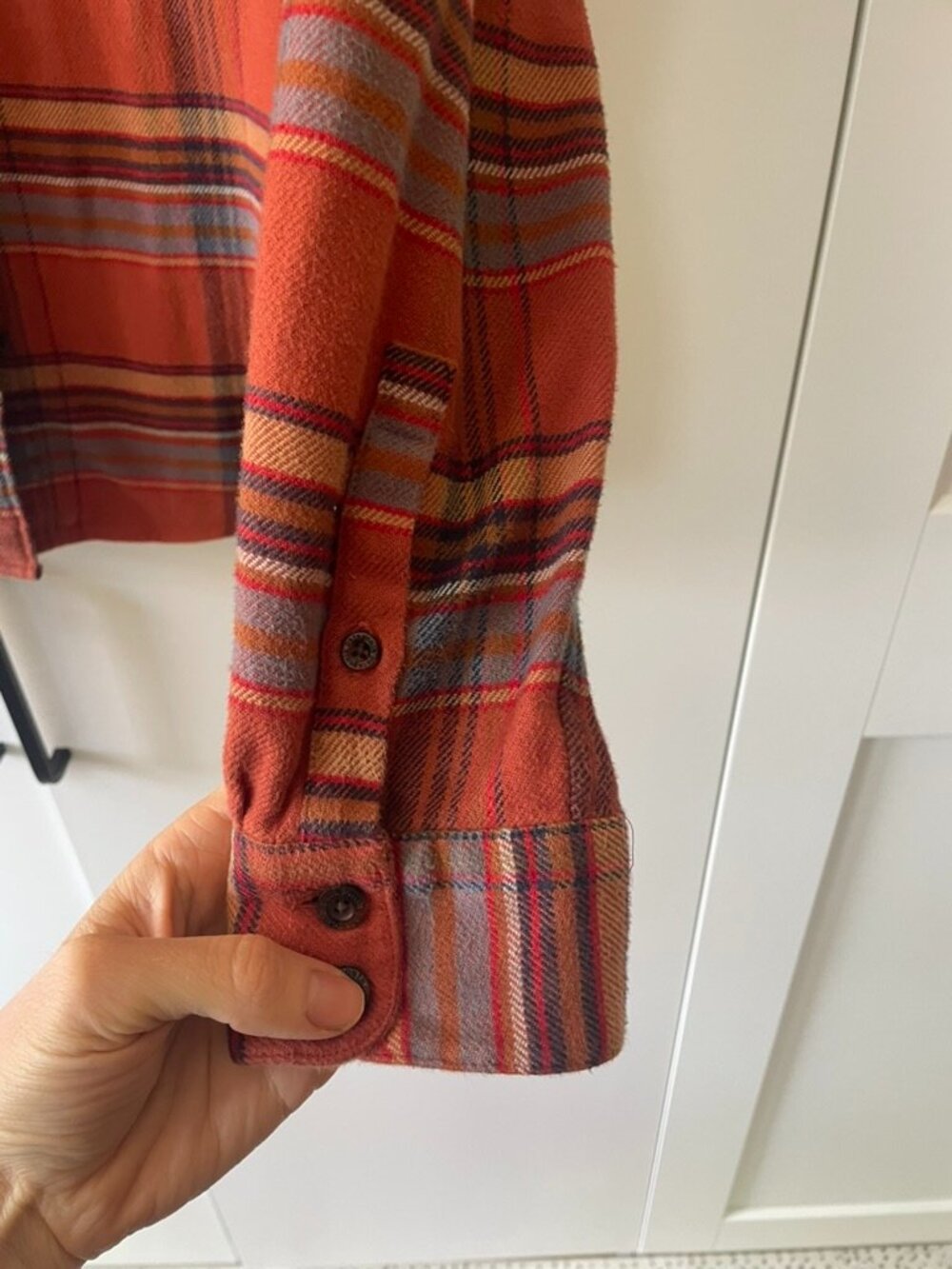 Patagonia Organic Cotton Flannel Shirt Plaid Orange Size L - Picture 3 of 4